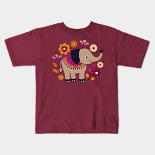 Elephant Kids Boho Flower Kids T-Shirt